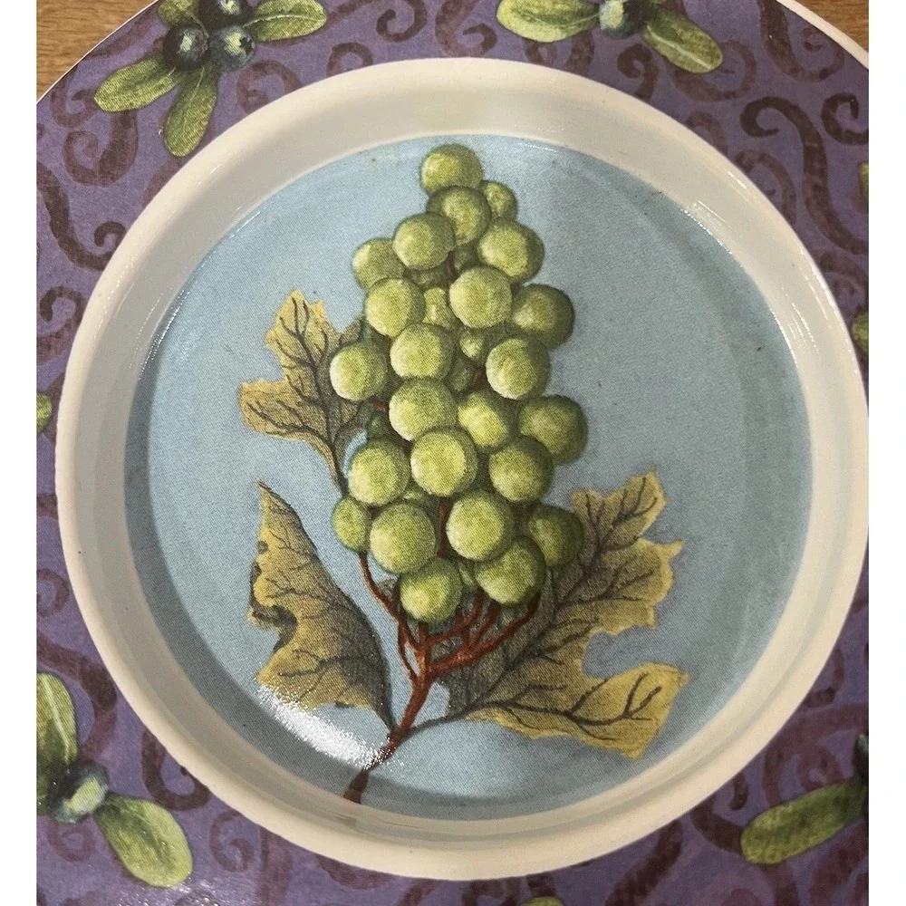 Renée Charisse Jardine Santa Barbara Grapes Ceramic Wine Bottle Coaster 2001